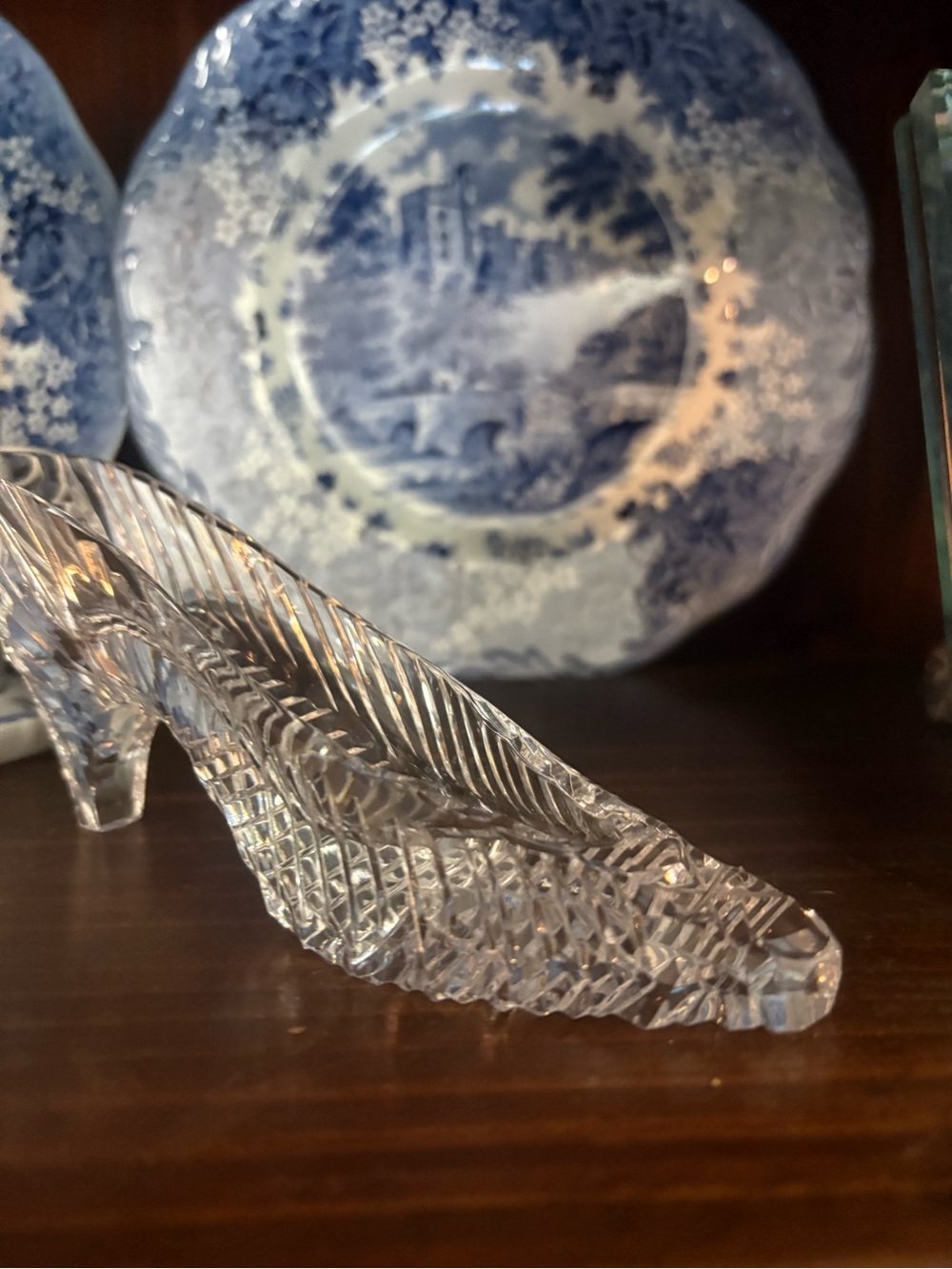 Clear Textured Glass slipper Irish crystal